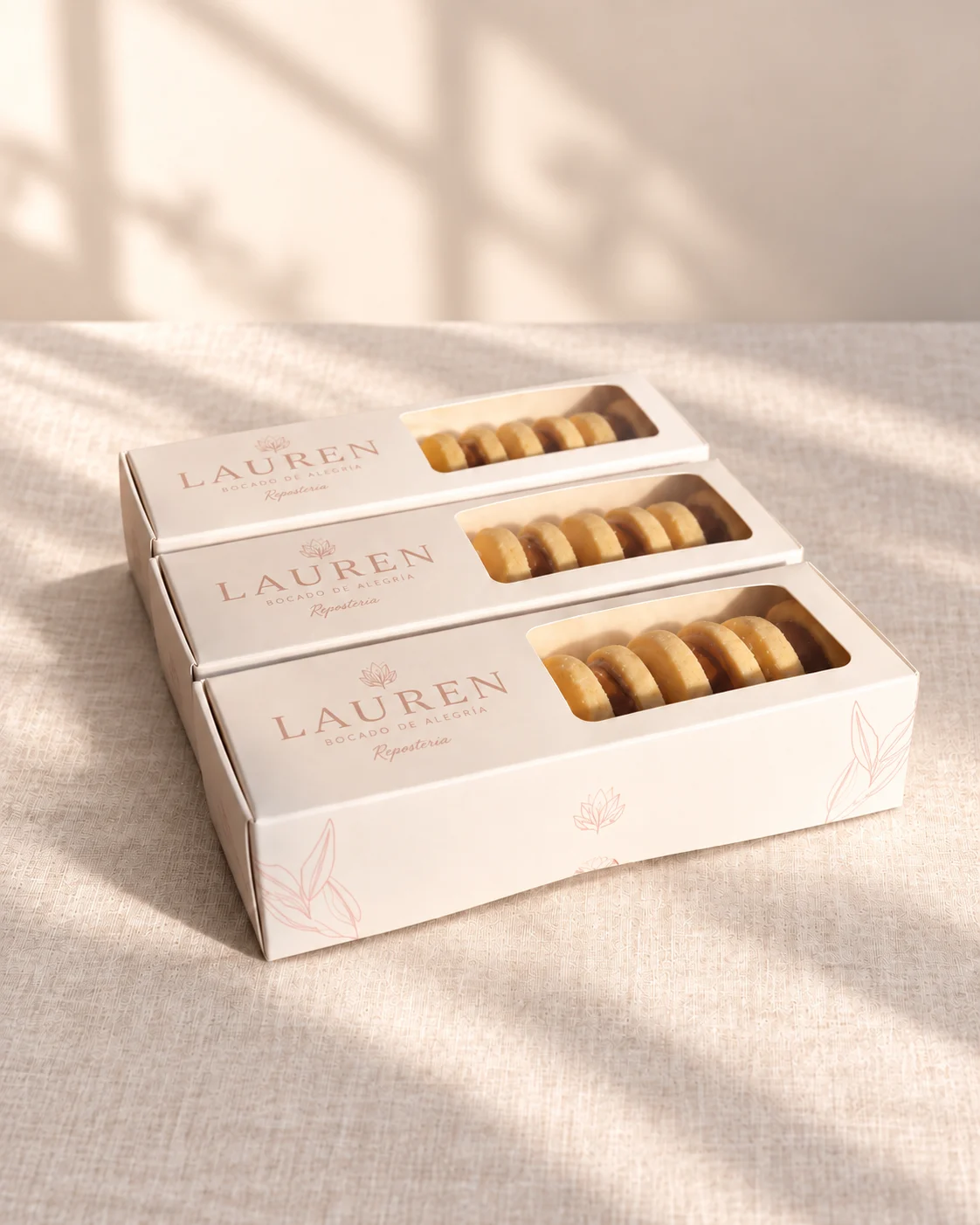 Cajas de alfajores de maicena con arequipe