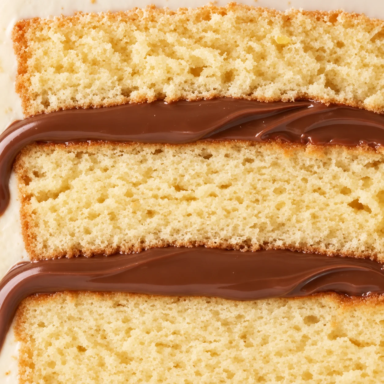Capas de bizcocho con Nutella